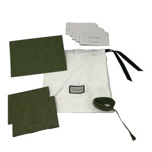 Authentic Gucci Satin Dust Bag Jewelry Belt Small Square White Green Logo Ribbon